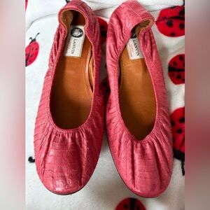 LANVIN Snakeskin Python Ballet Flats Leather